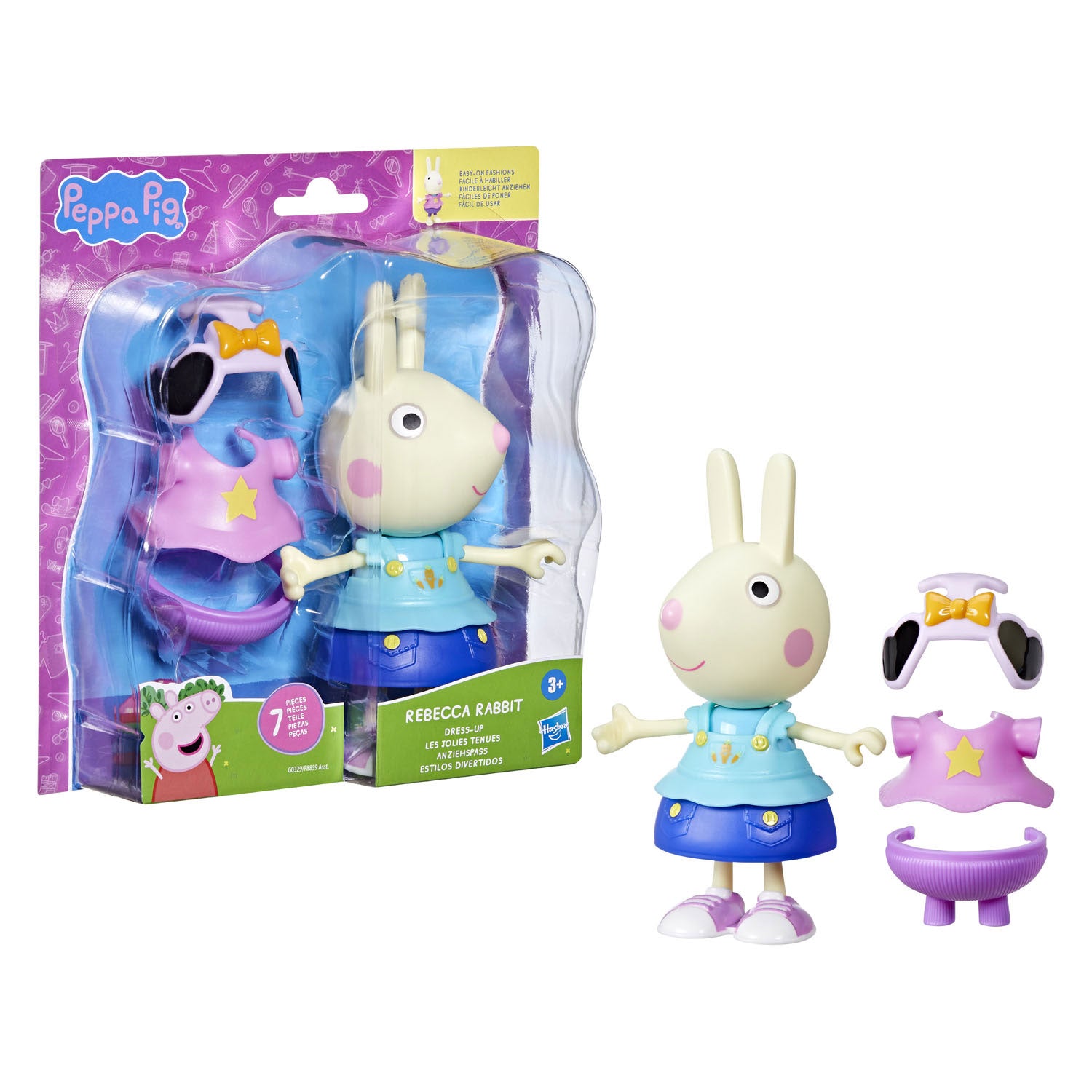 Hasbro - Hasbro Peppa pig-speelgoed kelly konijn-aankleedfiguur van 15 cm met 6 modeaccessoires peuterspeelgoed 3+