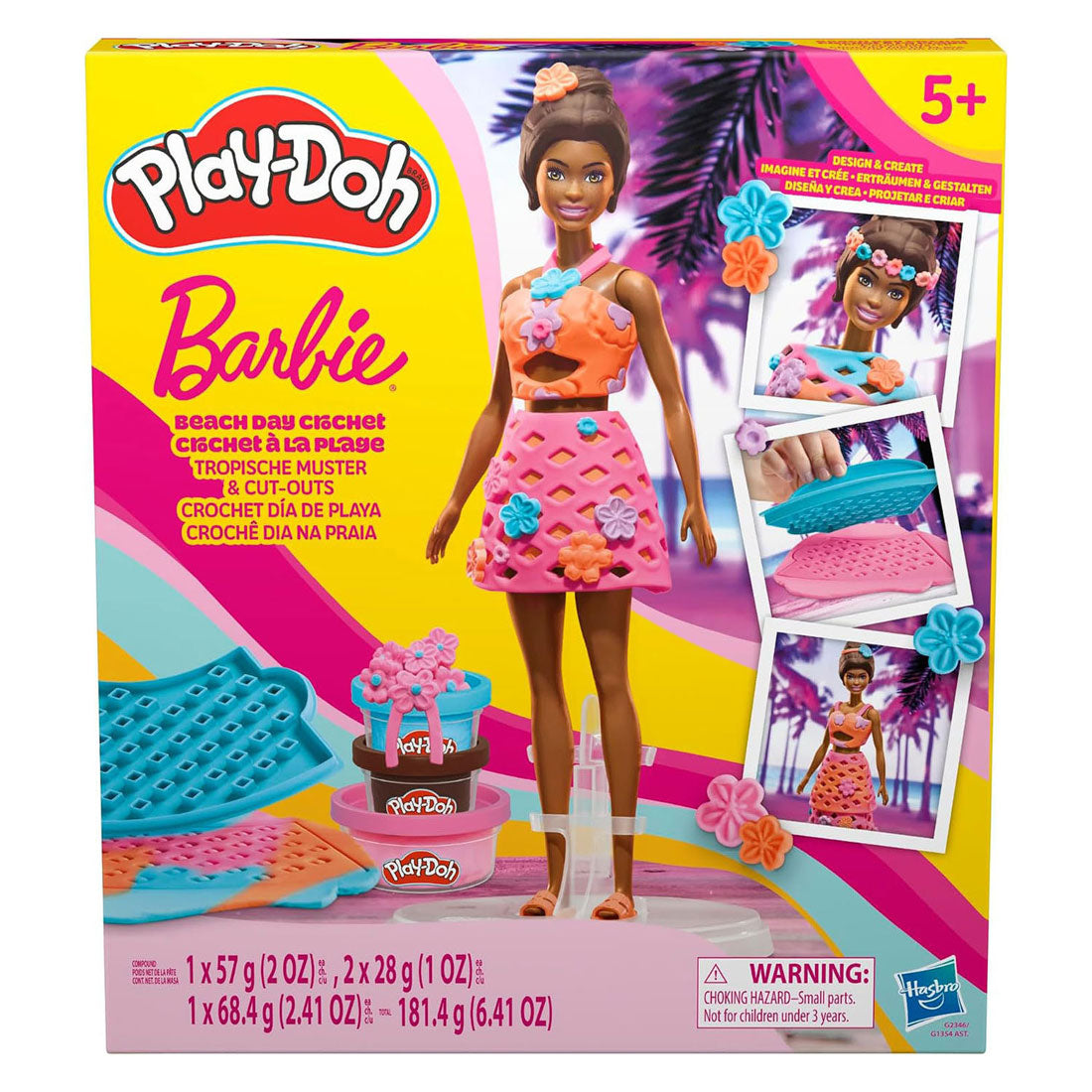 Hasbro - Hasbro -doh barbie strand dag - 3 kleipotjes