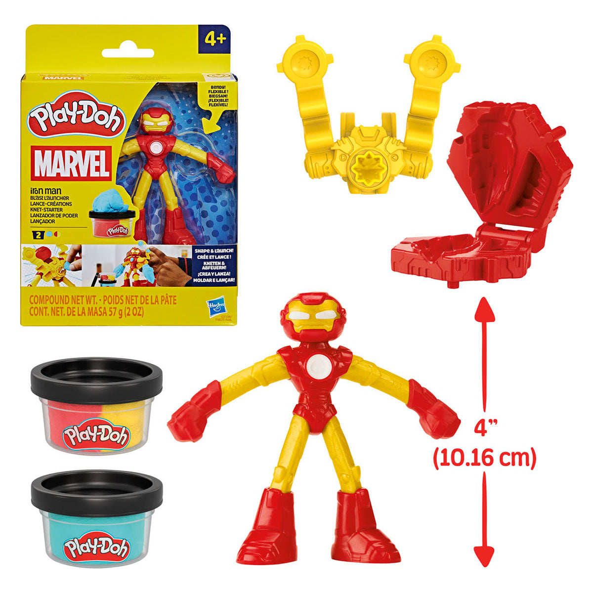 Play-Doh -Doh marvel iron man blast launcher - 2 kleipotjes