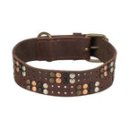 Trixie halsband hond rivet rustic vetleer donkerbruin