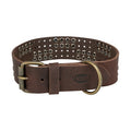 Trixie - halsband hond rivet rustic vetleer donkerbruin