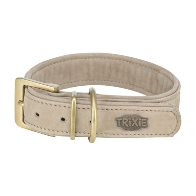 Trixie - halsband hond pure leer lichtgrijs
