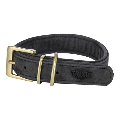 Trixie - halsband hond pure leer zwart