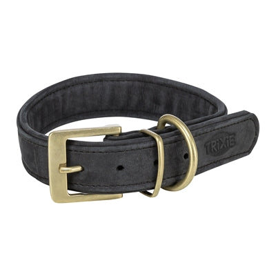 Trixie - halsband hond pure leer zwart