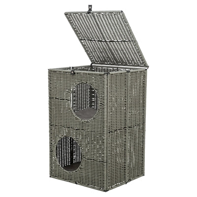 Trixie - kattenmand amalia hoekig polyrattan grijs