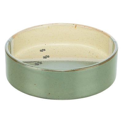 Trixie - voerbak / drinkbak met pootprint keramiek groen / beige