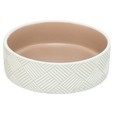 Trixie - voerbak / drinkbak patroon keramiek wit / beige