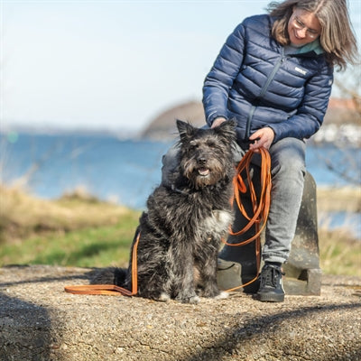 Trixie - sleeplijn met rubber bekleed zonder handlus oranje