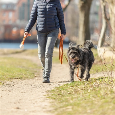 Trixie - sleeplijn met rubber bekleed zonder handlus oranje