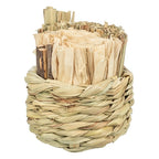 Trixie - mand gras met hooi / maisbladeren / houten stokjes