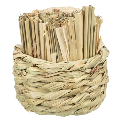 Trixie - mand gras met hooi / maisbladeren / houten stokjes
