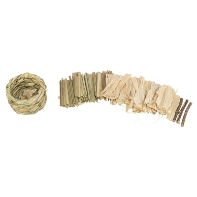 Trixie - mand gras met hooi / maisbladeren / houten stokjes