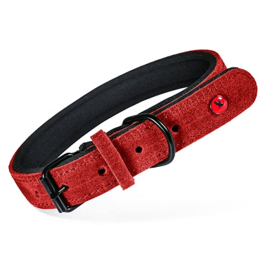 Zolux - expert halsband hond premium leer / neopreen rood