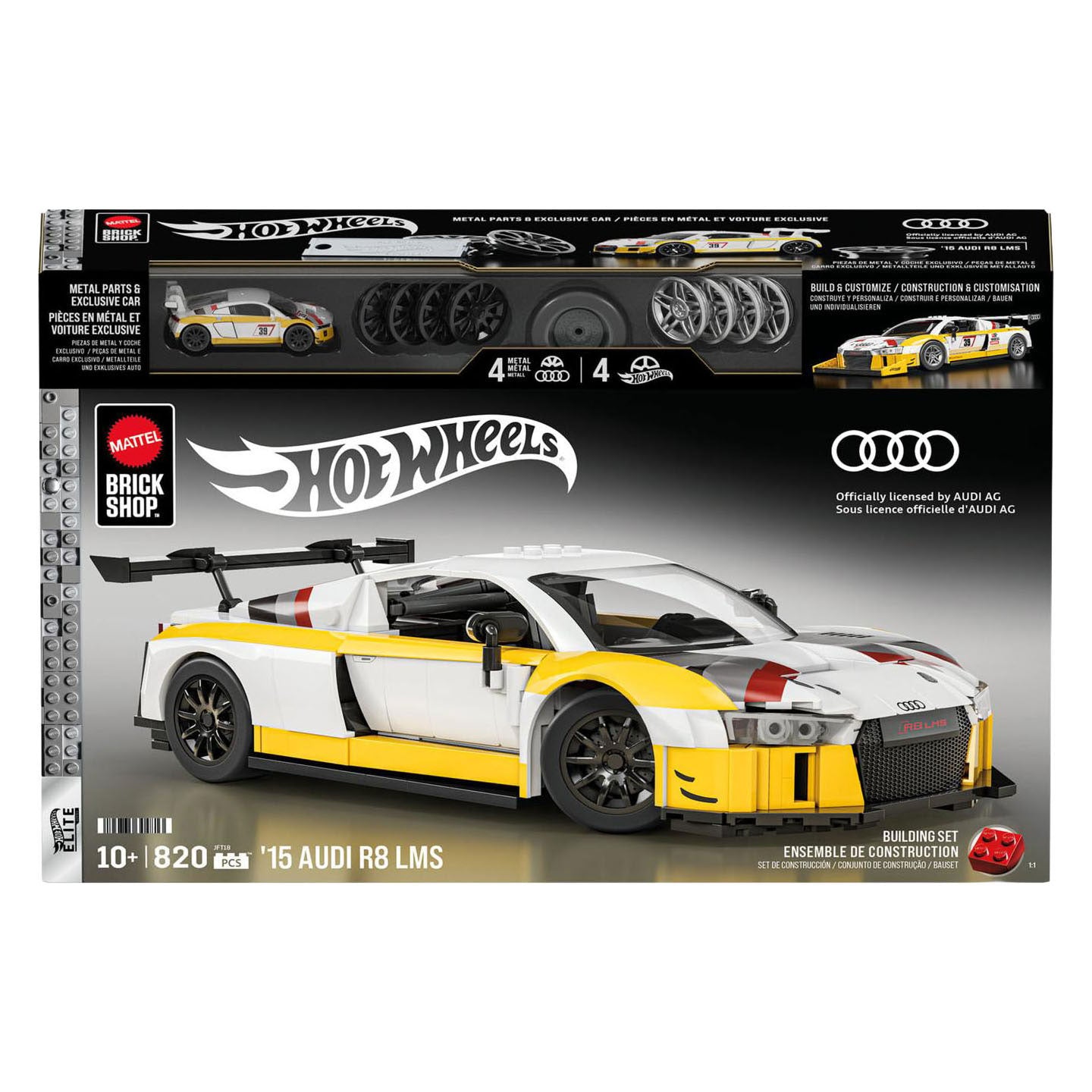 Mattel brick shop hot wheels elite serie - '15 audi r8 lms bouwspeelgoed - 820 onderdelen