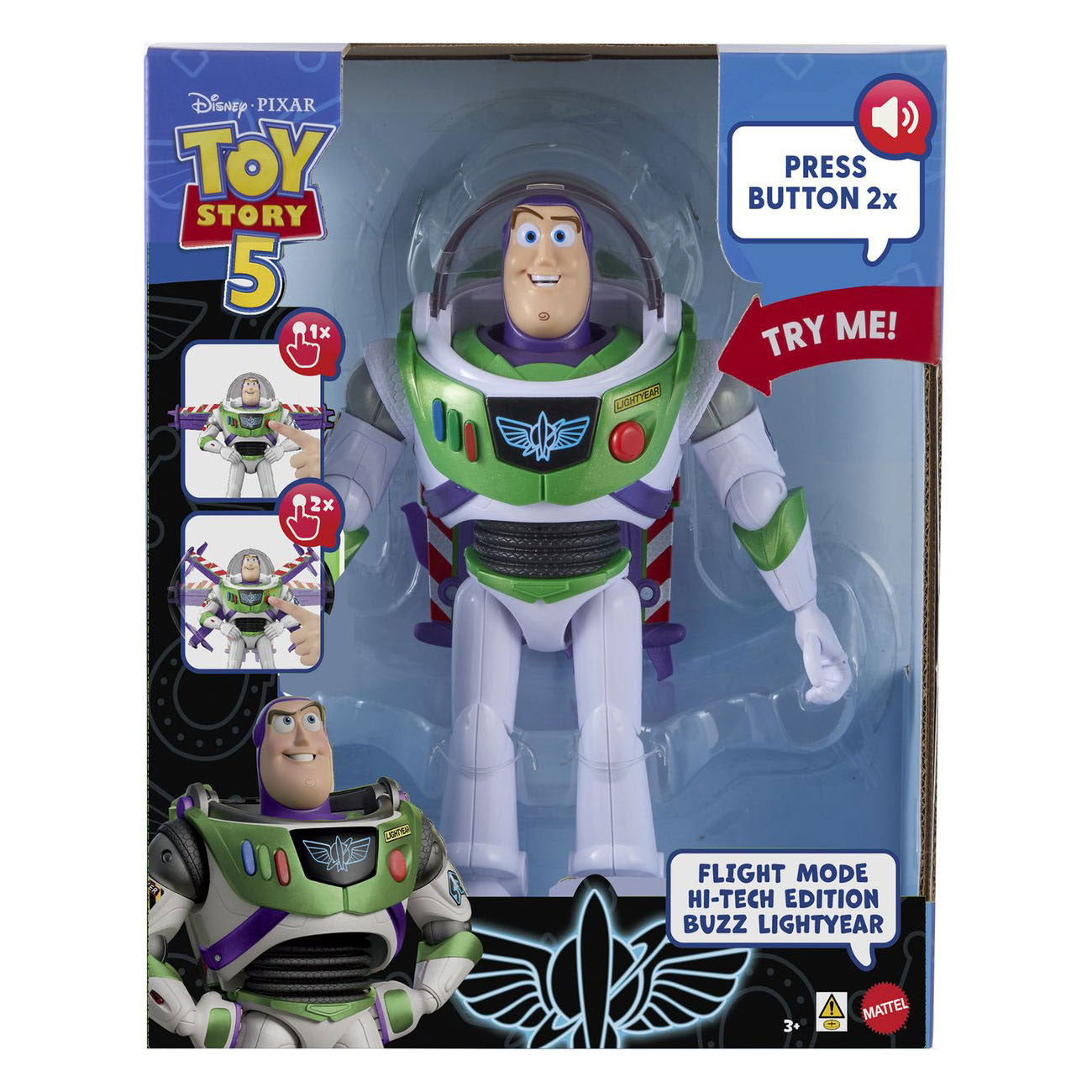 Mattel disney en pixar toy story vliegstand hi-tech editie - buzz lightyear op een schaal van 30 cm en 35+ geluiden - nederlands