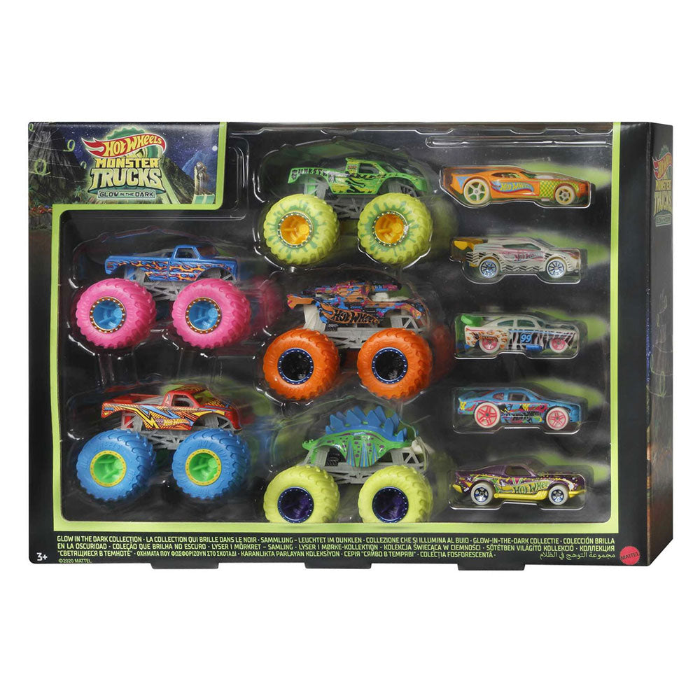 Hot wheels monster trucks gitd bundel set, 10st.