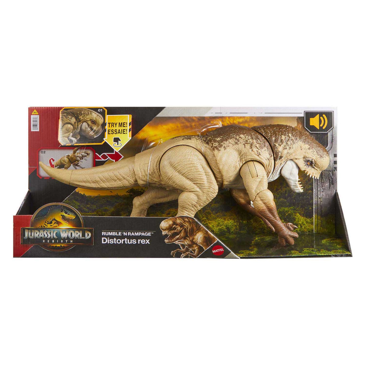 Mattel jurassic world rebirth - schurkachtige dino - distortus rex