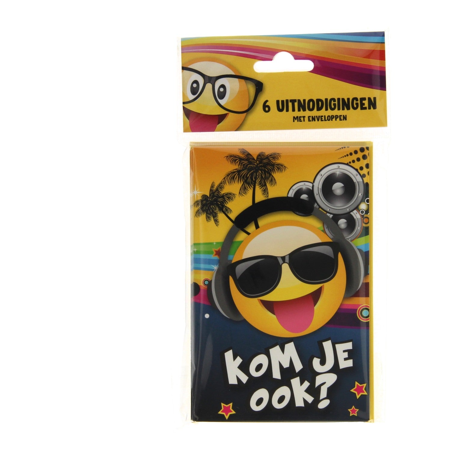 Pic - Pic Uitnodigingen emoji troal dj 6 stuks