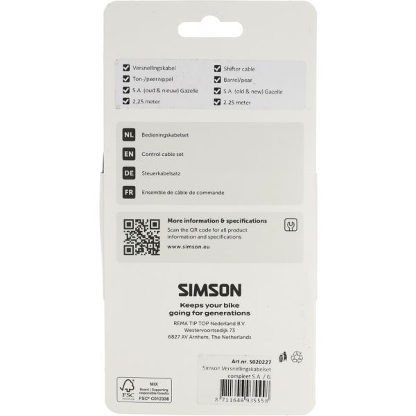 Simson - Versnellingskabelset compleet sa - zwart