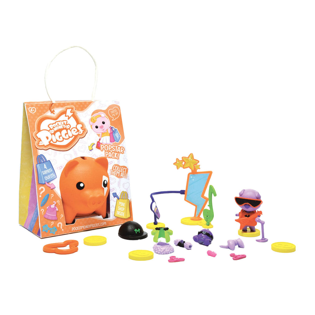 Pocket Money Piggies - Pocket Money Piggies Pockey money piggies speelfiguur met spaarpot - popstar pack