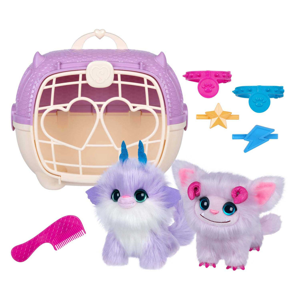 MOOSE - MOOSE Scruff a luvs – twin fantasy knuffels in draagmand – 2 magische mystery pluche knuffels