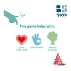 Bs toys blikgooien werpspel - speelgoed pittenzak gooien - kinderspeelgoed vanaf 3 jaar - buitenspeelgoed - 10 blikken - rood - spelletjes voor kinderen - buiten speelgoed - buitenspel - buiten spellen - tuin speelgoed - cadeau kind