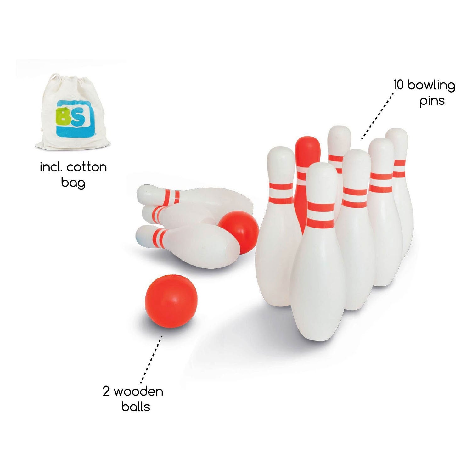 BS Toys - houten bowlingset 12dlg.