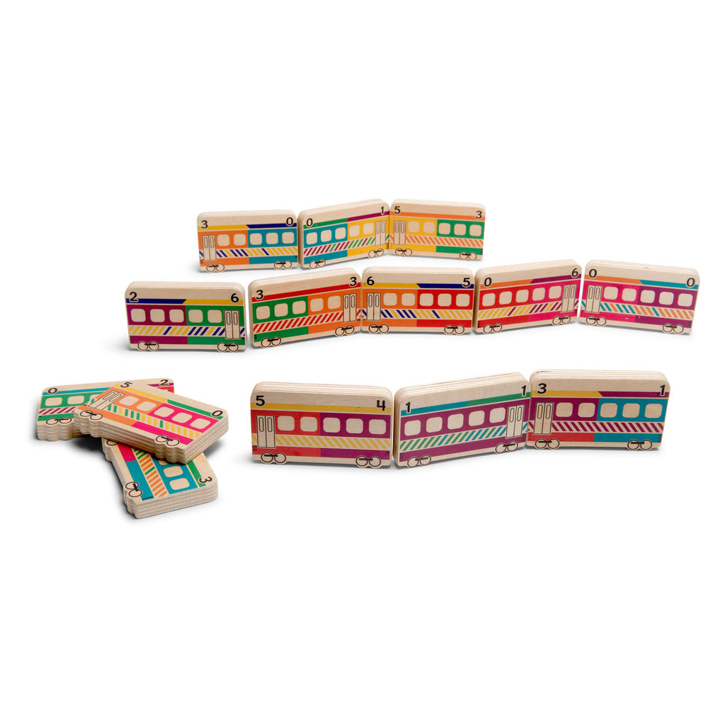 Bs toys houten dominotrein, 14dlg.