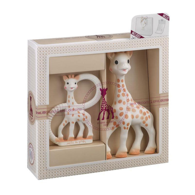 Sophie De Giraf - Sophie De Giraf sophiesticated cadeauset - baby speelgoed - & so pure bijtring - kraamcadeau – babyshower cadeau - 4-delig