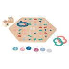 Bs toys feestparen! - houten speelgoed vanaf 4 jaar - educatief behendigheidsspel snelheidsspel voor 2-3 spelers - zoek afbeeldingsparen met dobbelstenen - met 3 zoekfiguren 18 chips - kinderspel voor concentratie, focus snel reageren