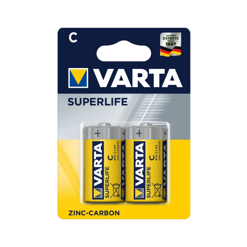 Varta Superlife C R14. Carbone de zinc. par 2. (package suspendu)