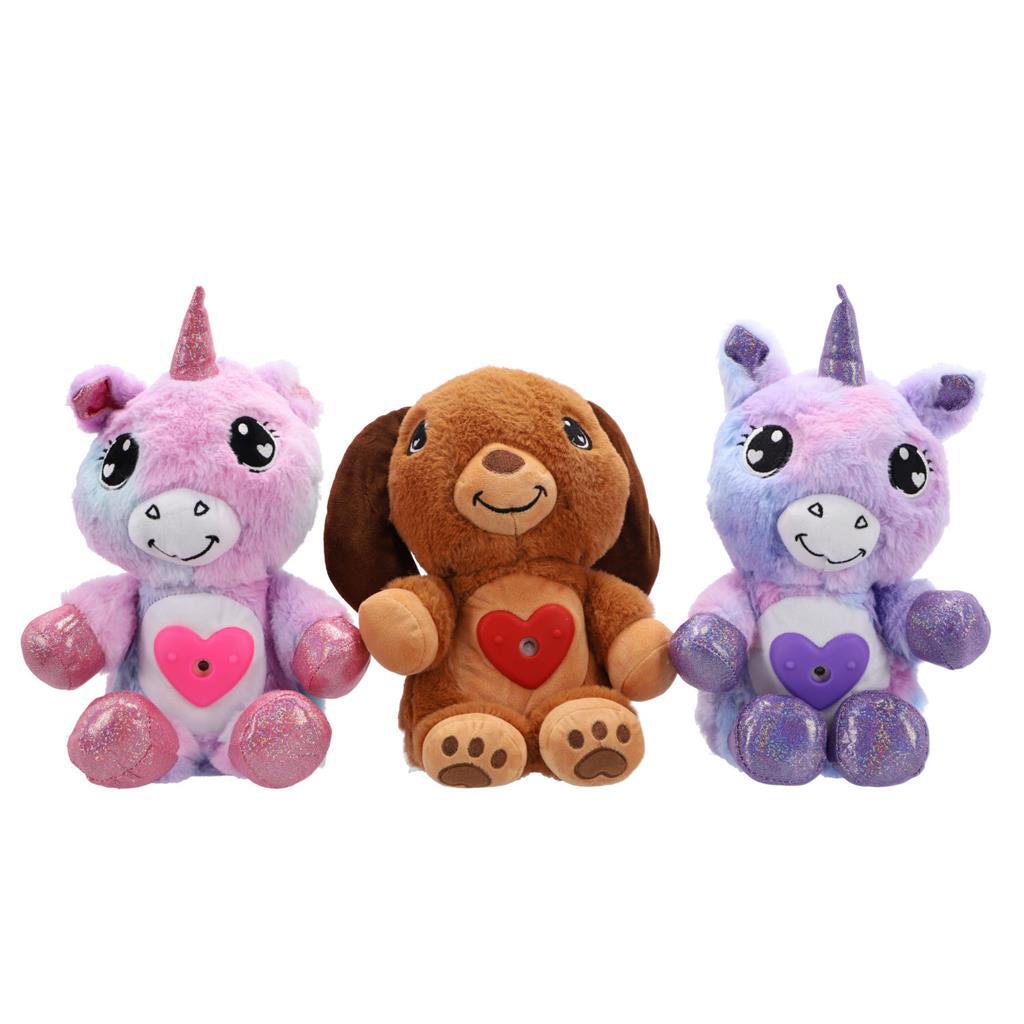 Knuffel pluche dier met projector 3 assorti