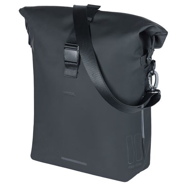 Basil Soho Mik Side Bicycle Sac à vélo - noir, imperméable, PU, Nordlicht LED, 17L