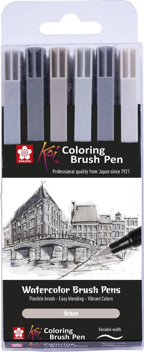 Sakura - Sakura koi coloring brush pen set urban | 6 kleuren