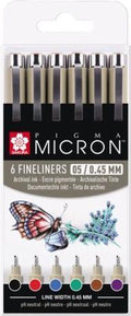 Sakura - Sakura pigma micron 05 etui met 6 basic kleuren