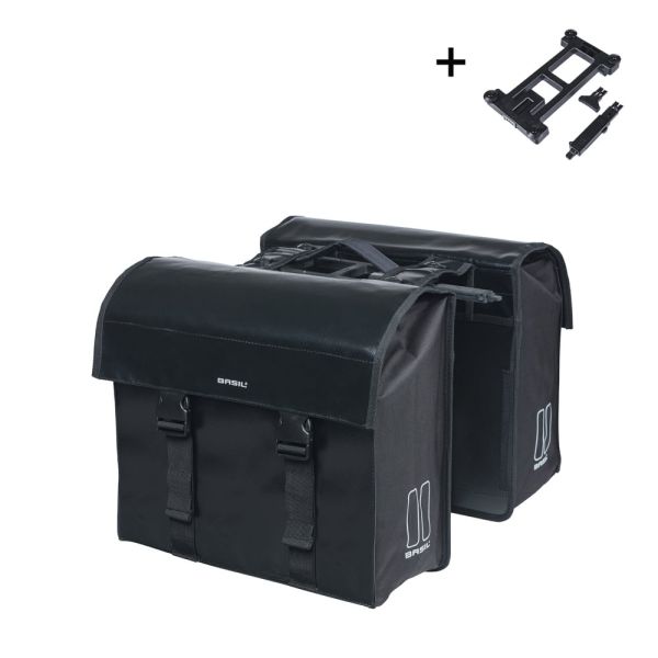 Basil - Dubbele fietstas urban load mik 48-53 liter - zwart