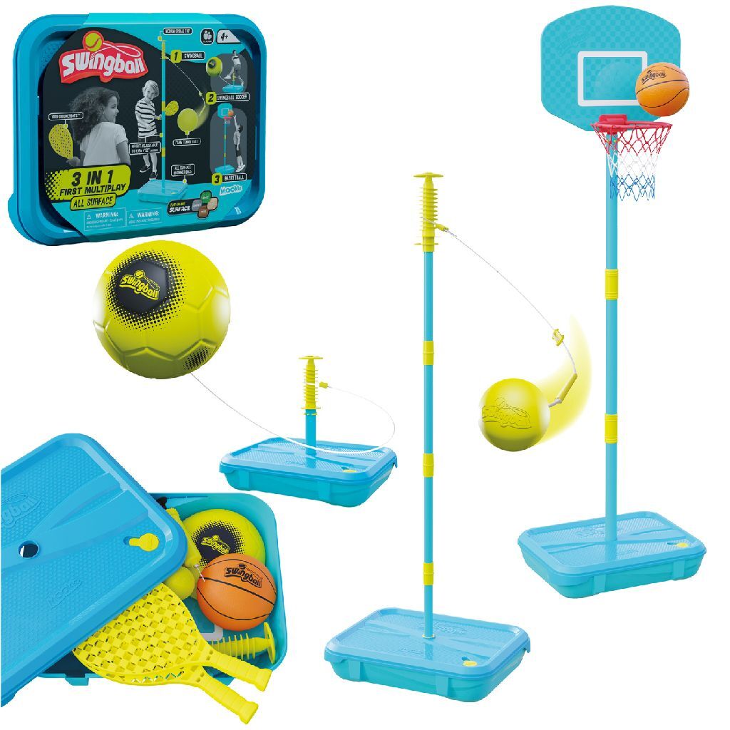 Mookie toys mookie 3in1 first multiplay swingball - tennis, voetbal en basketbal set voor kinderen