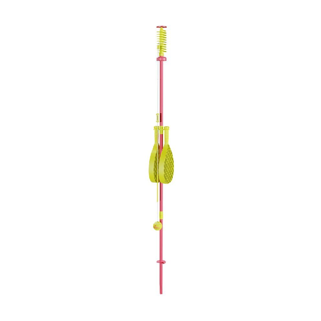 Mookie toys swingball classic - tennispaal met all surface basis - met rackethouder grondspies - rood geel