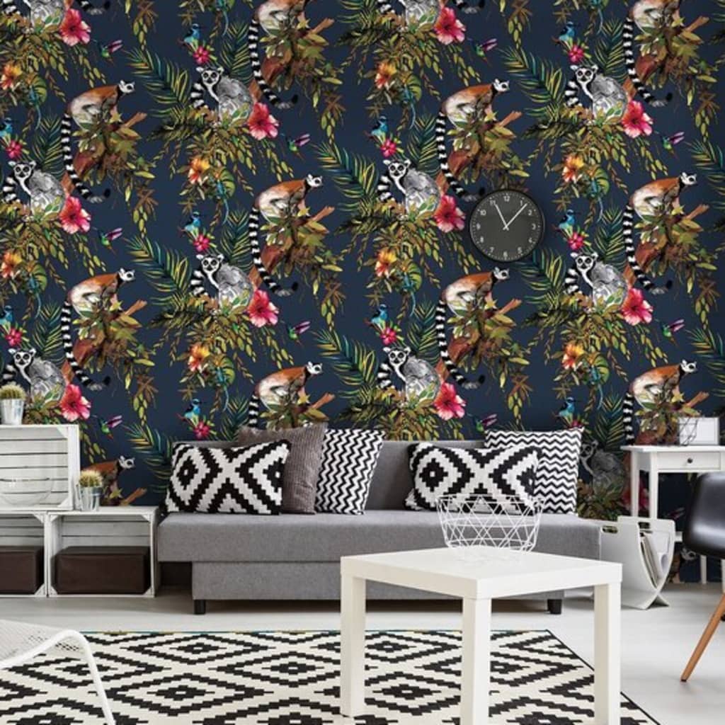 Dutch wallcoverings behang aap petrolblauw