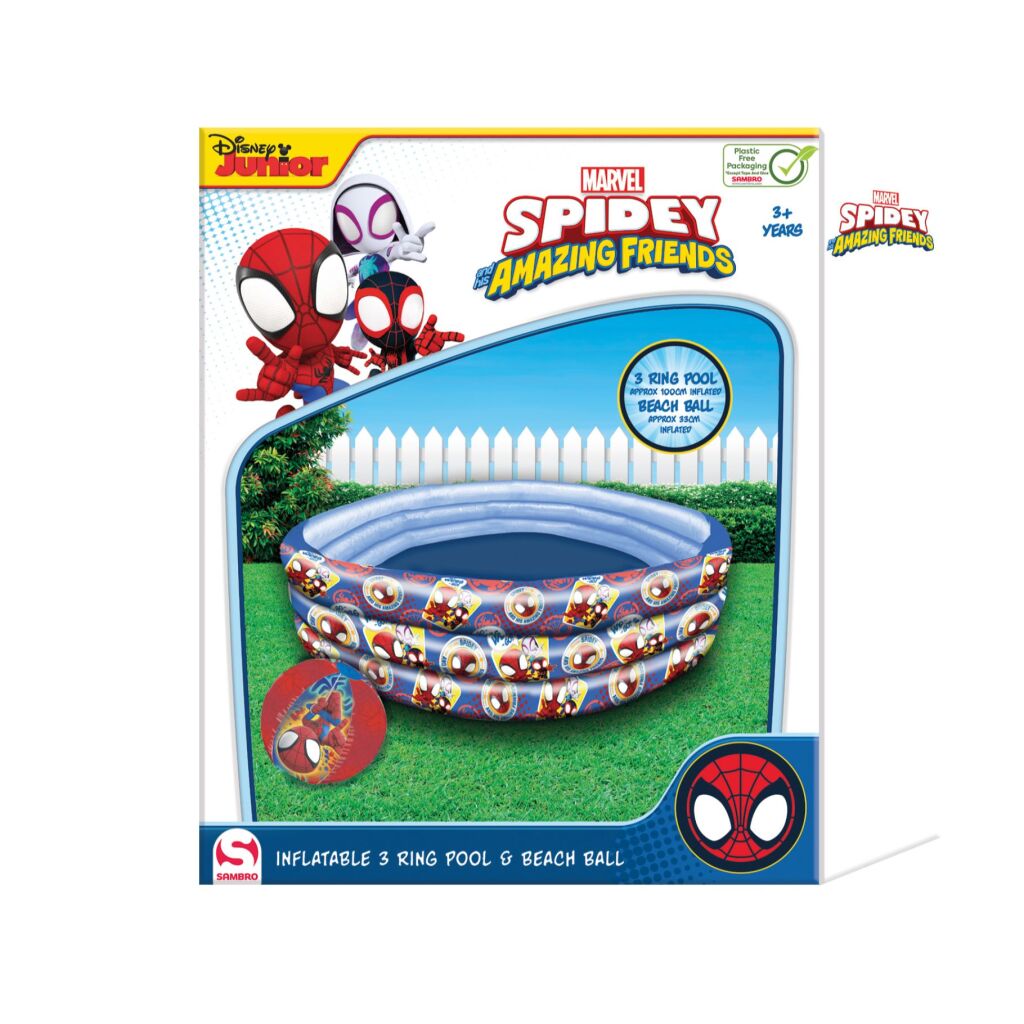 Disney spidey and friends 3 rings zwembad + strandbal donkerblauw rood