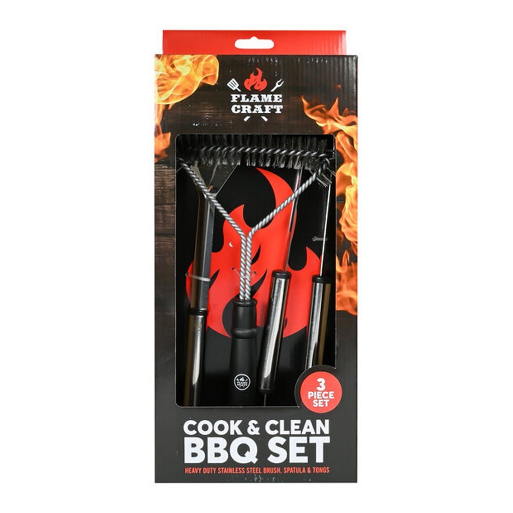 Interbosch - Interbosch Flamecraft bbq gereedschapset 3-delig zwart/rvs