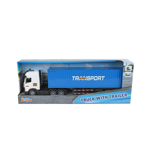 - 2- Vrachtwagen met oplegger frictie licht en geluid 38cm