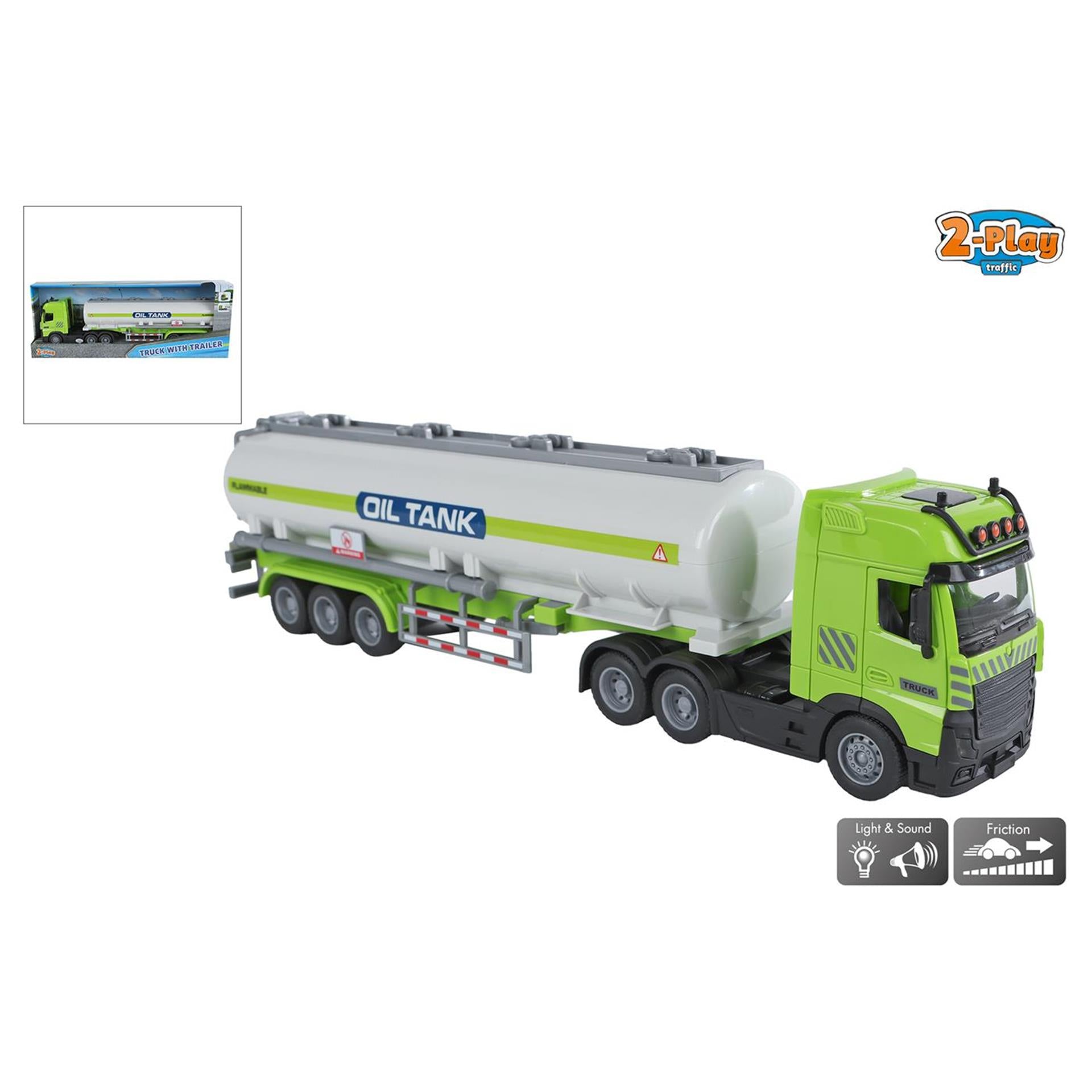 2-play vrachtwagen met tankoplegger 38cm