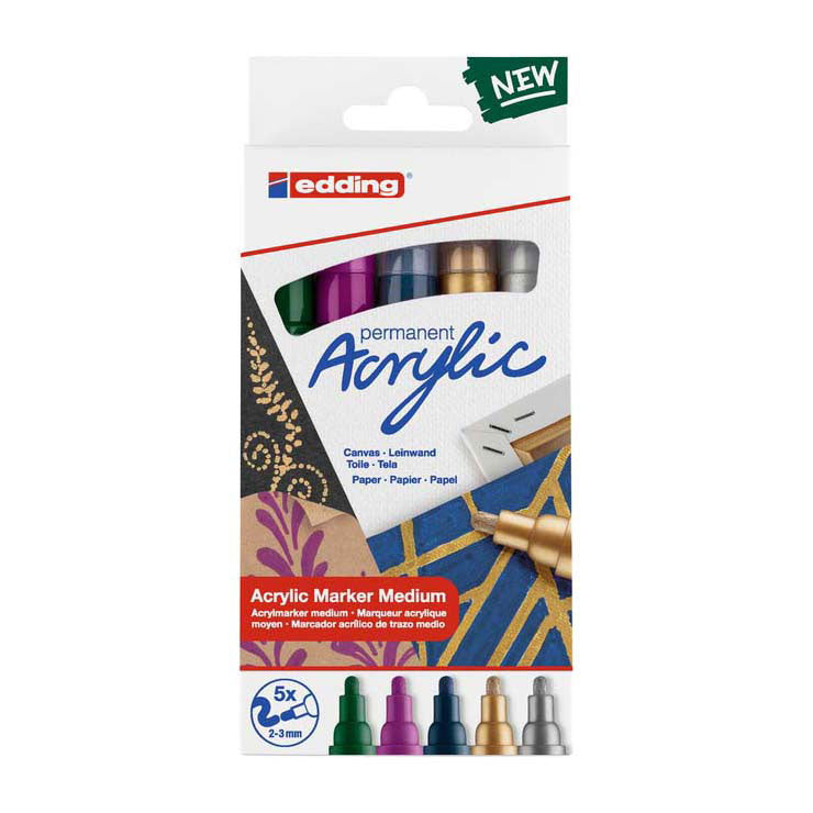 Quantore acrylmarker edding metallic, 5 st.