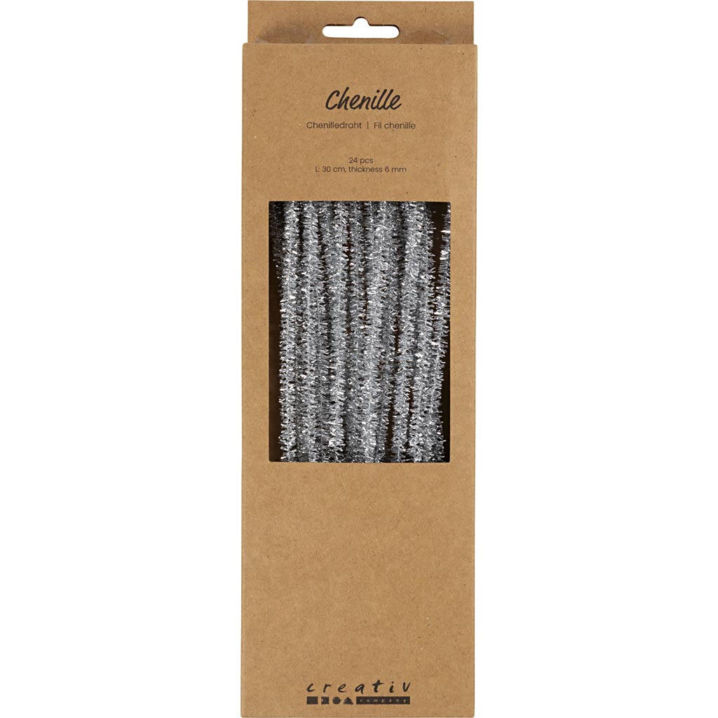 Creativ Company - Creativ Company Https://www.cchobby.nl/chenille-l-30-cm-dikte-6-mm-glitter-zilver-24-stuk-1-doos