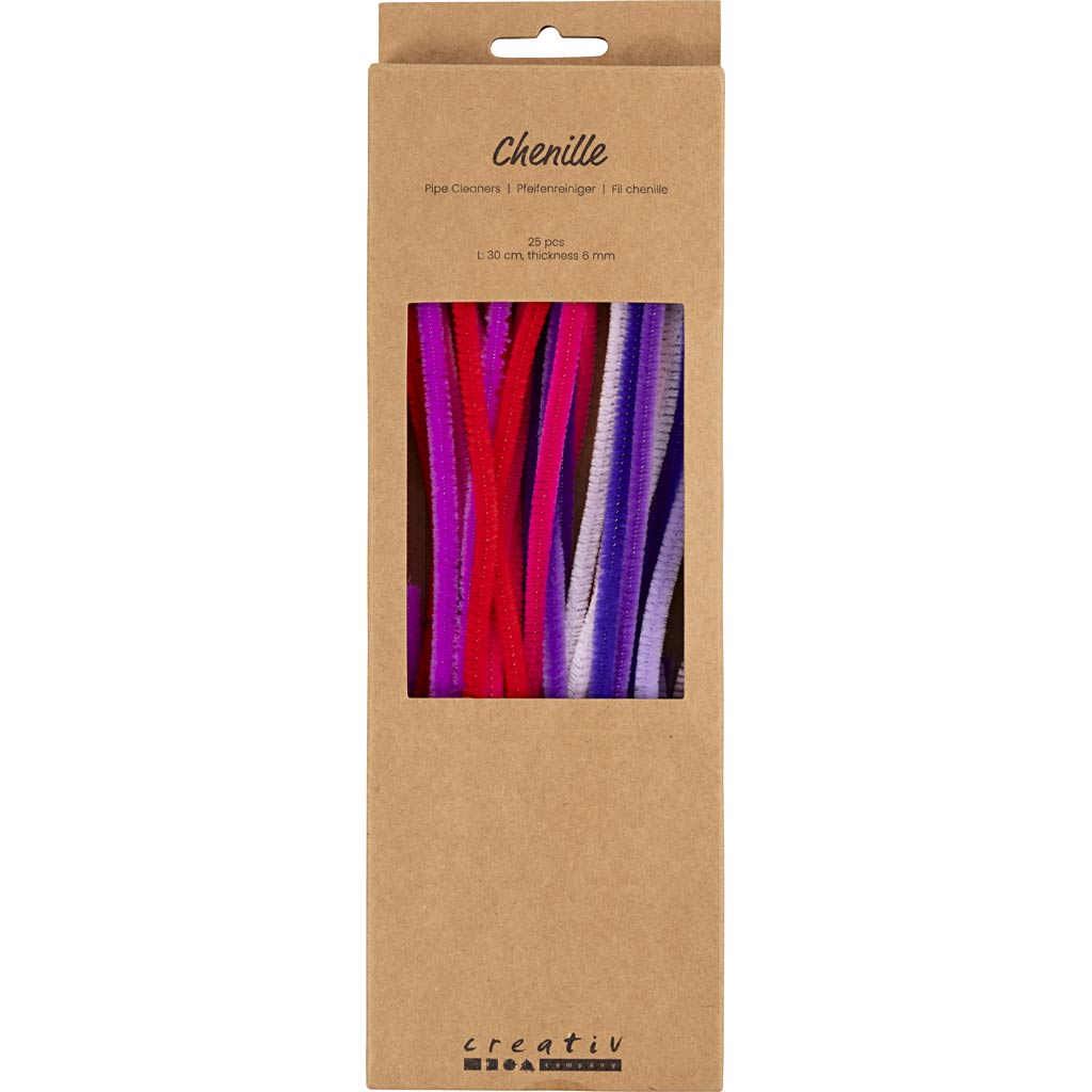 Creativ company chenille 6mm x 30cm paars en roze harmonie - 25st.