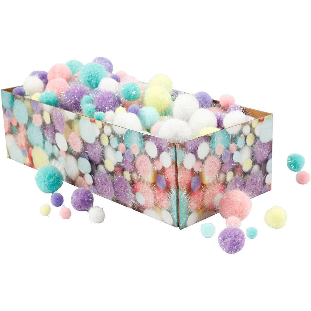 Creativ Company - Creativ Company Https://www.cchobby.nl/pompons-d-15-40-mm-glitter-ca-400-stuk-pastelkleuren-400-gr-1-doos
