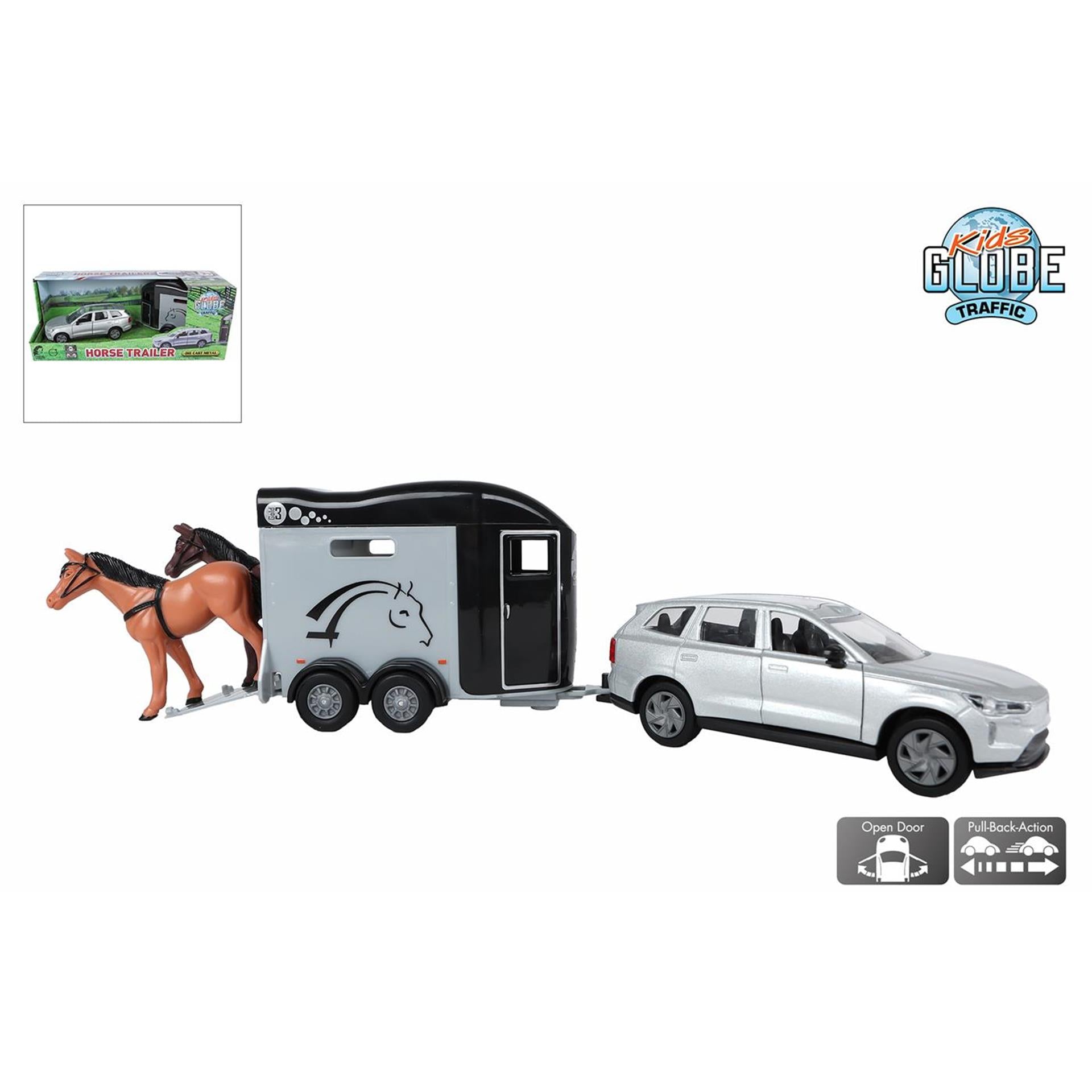 Kids globe volvo ex90 met trailer 28cm