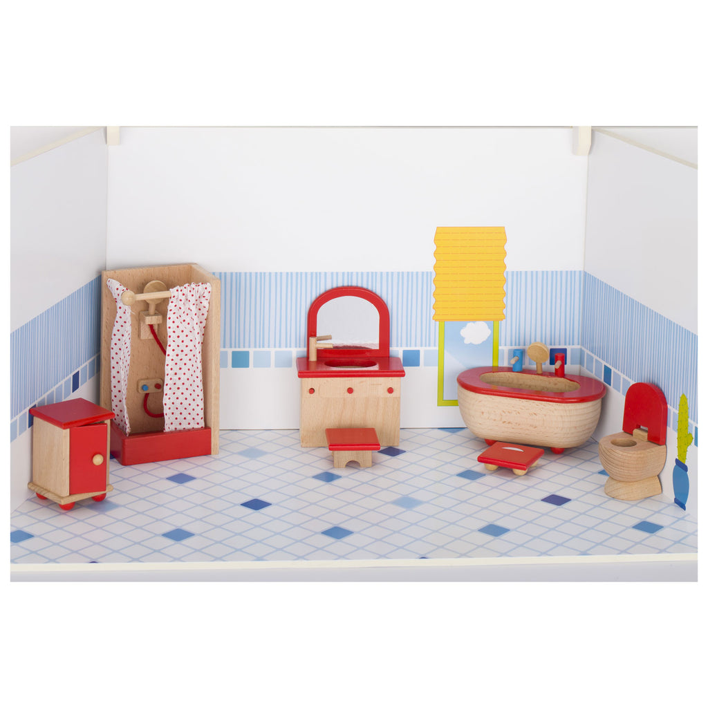 Goki poppenhuis meubeltjes badkamer