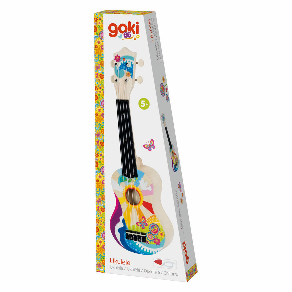 Goki - houten ukelele flower power